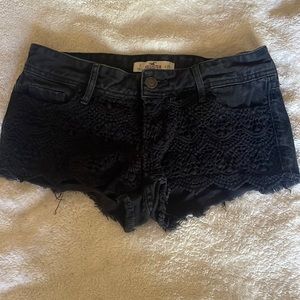 Black hollister black lace  shorts!! Size 1 w 25